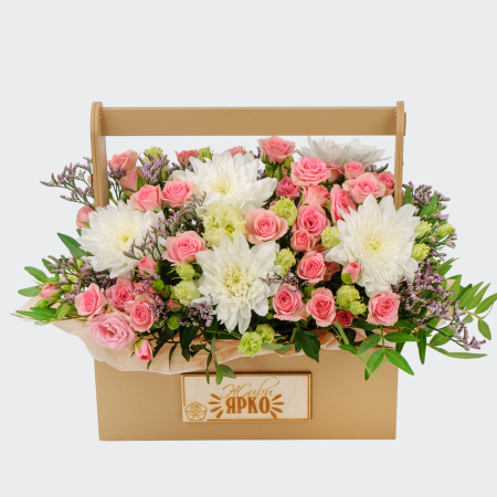 Букет в ящике Клубничное лето