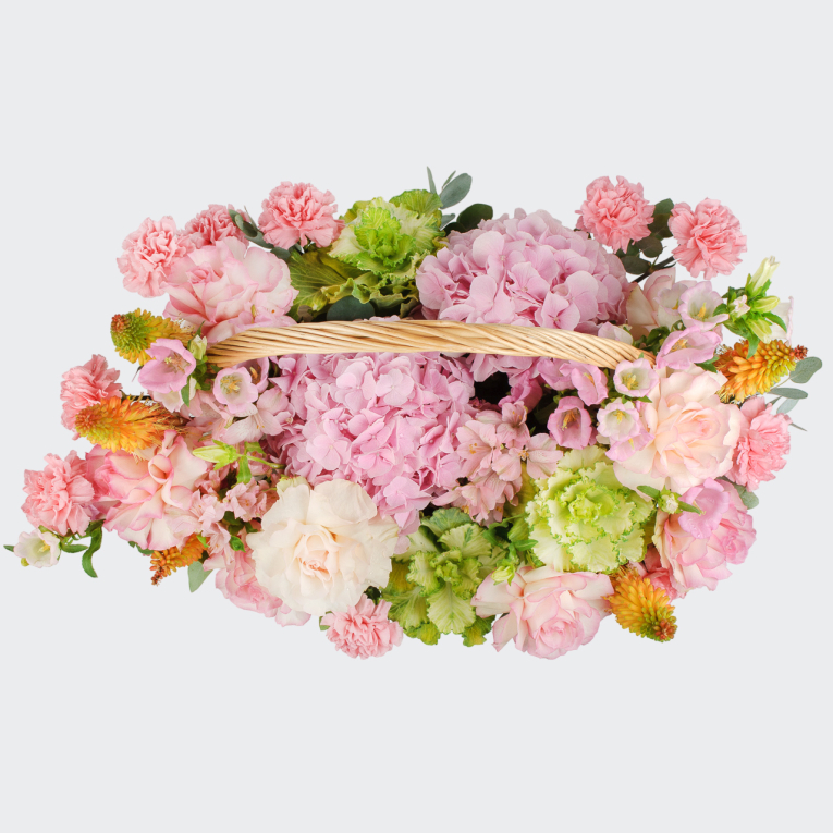 Букет в корзине Малиновый жемчуг