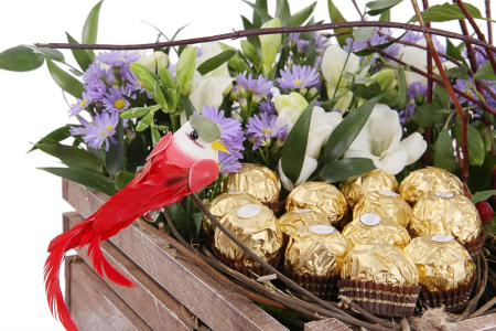 Букет Птичий дворик в кашпо