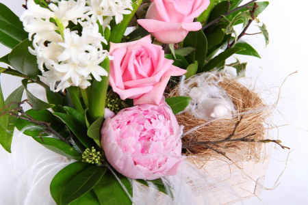 Букет Птичий домик в кашпо