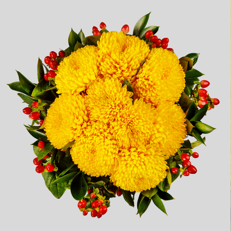 Букет с хризантемами Солнечная система