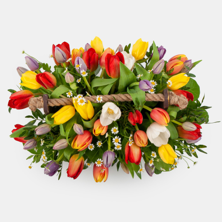 Букет в кашпо Радужные чувства