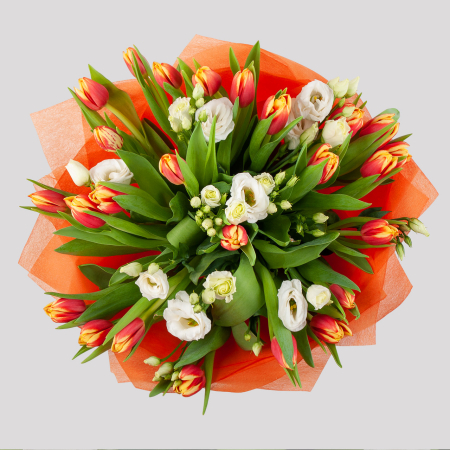 Букет Весенняя палитра (бело-оранжевая)